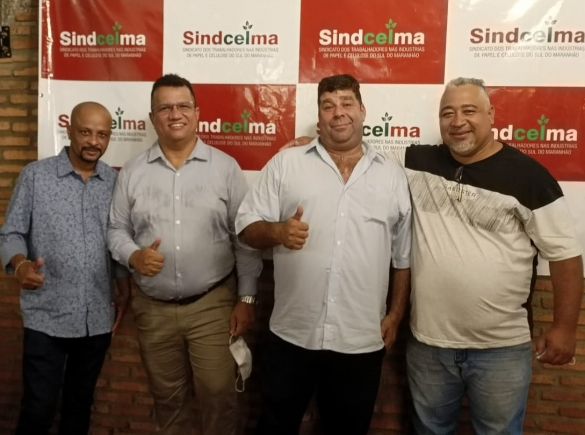 Geralcino Teixeira;  Anthony Dantas e André, presidente e tesoureiro do SINDCELMA; e Bob