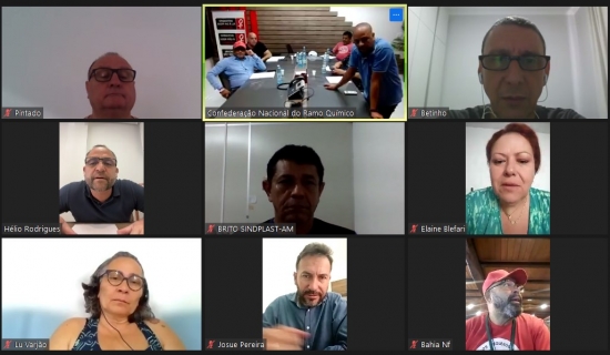 Reunião Online da Direção Plena da CNQ-CUT, com participação do companheiro Hélio Rodrigues